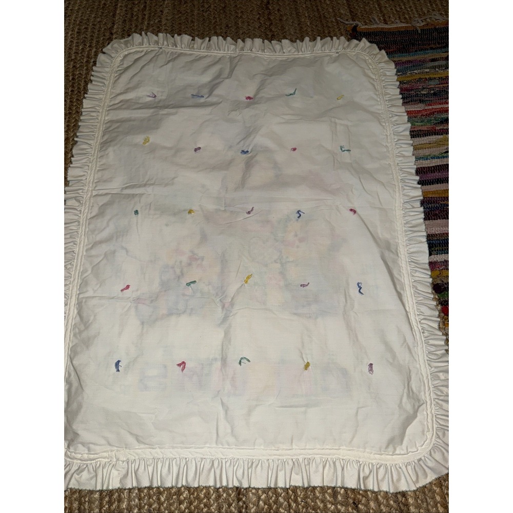 Sweet Dreams Baby Quilt Cross Stitch Throw Blanket‎ Clowns Balloons vintage - Picture 6 of 8